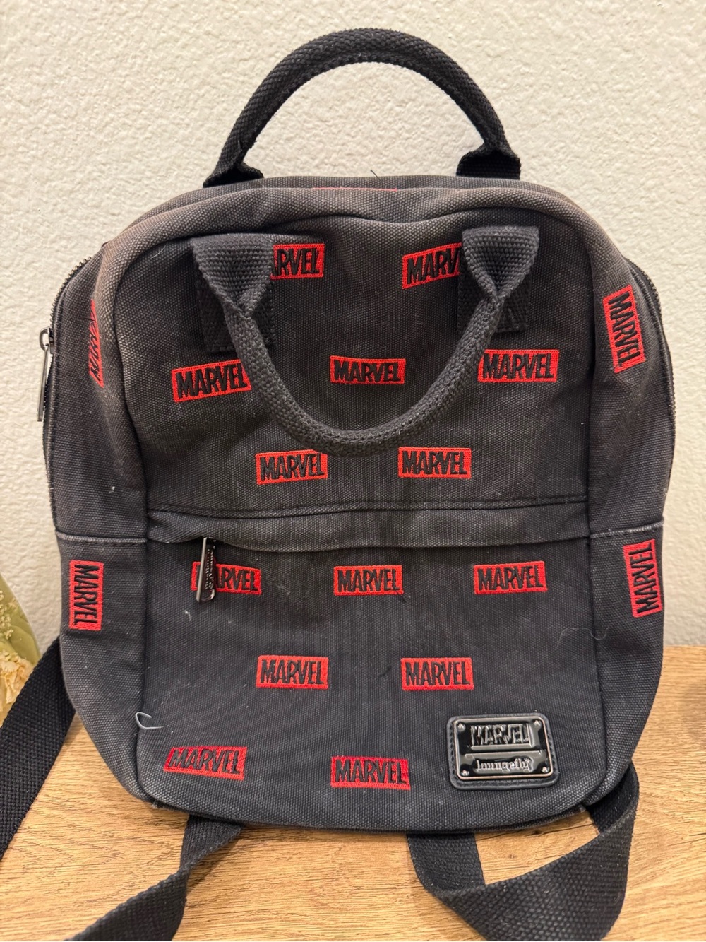 Marvel loungefly Black & Red Logo Mini Backpack